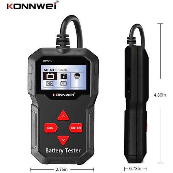 Konnwei KW210 12V Flerspråkig Auto Batteritestare Konnwei