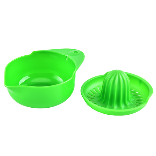 Lysegrå gul frugtpresser, citruspresser, manuel presser, presser med beholder, plast, 14,5 x 11 x 8,7 cm