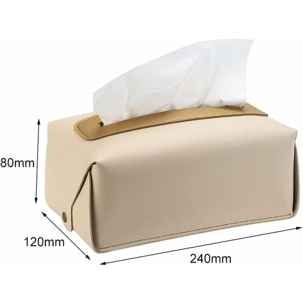 Serviettboks, dekorativ serviettboks, rektangulær serviettboks, serviettdispenser, kreativ serviettoppbevaringsboks, hengende, beige, skinn, 12*24*8cm，T-Audac