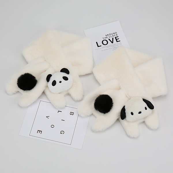 Sød tegneserie panda plys tørklæde elegant kryds tørklæde efterår og vinter koldt varmt plys tørklæde