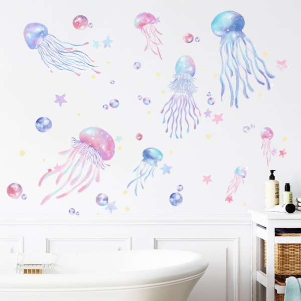 Painted Dream Jellyfish Children's Room Children's Room Bathroom Wall Decoration Home Wall Stickers Decals 24*70CM*2