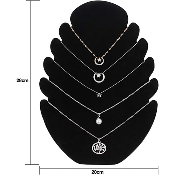 Fløjls smykke display display Sort halskæder med 5 hakker præsenterer armbånd smykkeholder 20 × 28cm til halskæde armbånd vedhæng kvinde