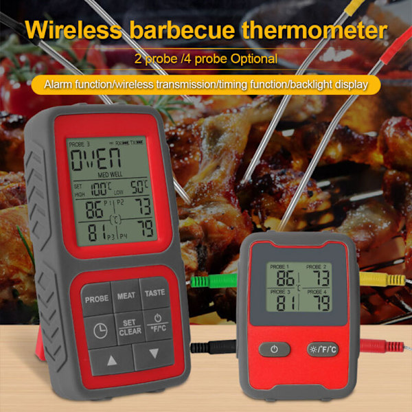Trådlös digital intelligent köttermometer med två direktavläsande magnetiska mattemperaturmätare, processkontroll via applikation med synkronisering