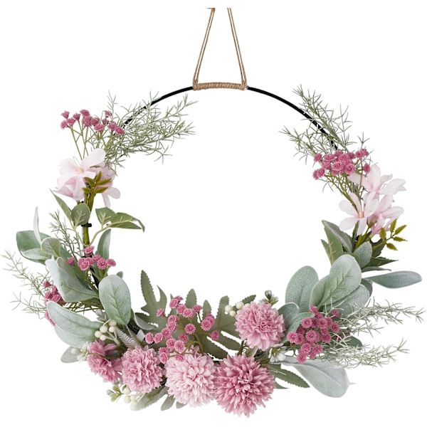 Kunstig blomsterkrans, dørblomsterkrans, veggdekorasjonsblomsterkrans for bryllup, fest, hjemmedekor