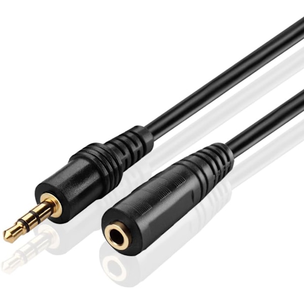 3,5 mm Jack Forlængerkabel, Audio Jack Forlængerkabel, Han til Hun - 5 m, Auxiliær TRS Hovedtelefon Forlængerkabel, AUX-indgangsport Adapter, Guldbelagt