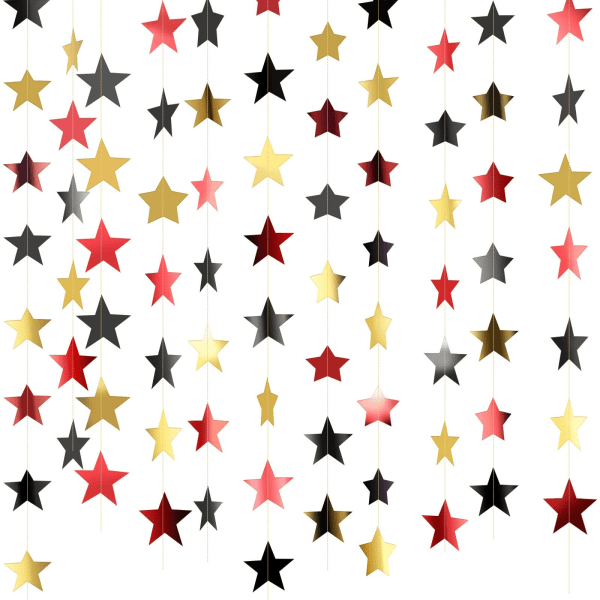 Glitter Star Garland Banner Decoration, 4M Bright Stars Hanging Bunting Banner Backdrop Engagement Wedding Baby Shower Birthday Party Decoration (Go