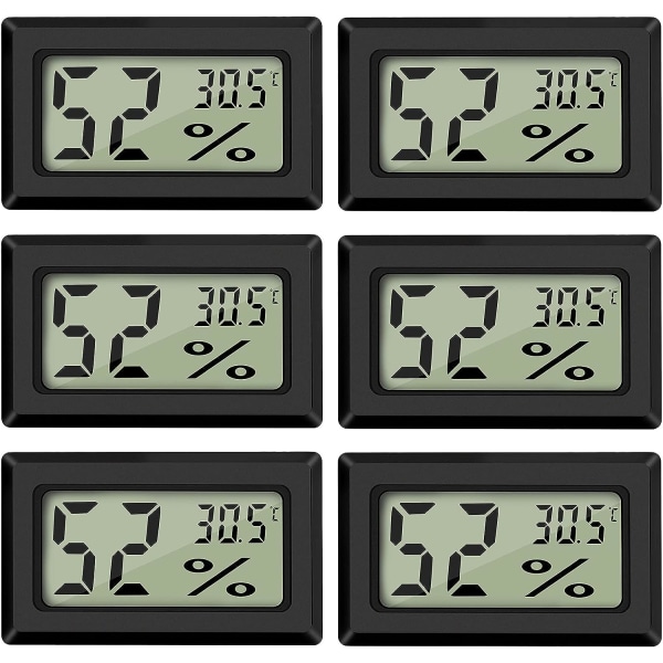 6 stk. Mini Digital LCD Termometer Hygrometer Temperatur Fugtighed -50~70℃ 10%~99% RH Bærbar Termometer Thermo Hygrometer Indikator til Kontor Ki