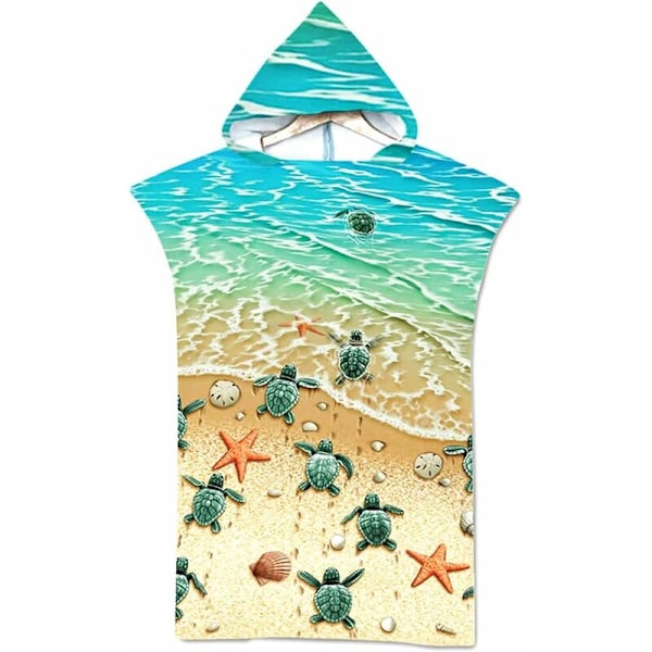 1 st Strandhandduk Poncho Bad Blå Sköldpadda för vuxna, stor anti-sandstorlek Snabbtorkande Sporthandduk, 75 cm x 110 cm