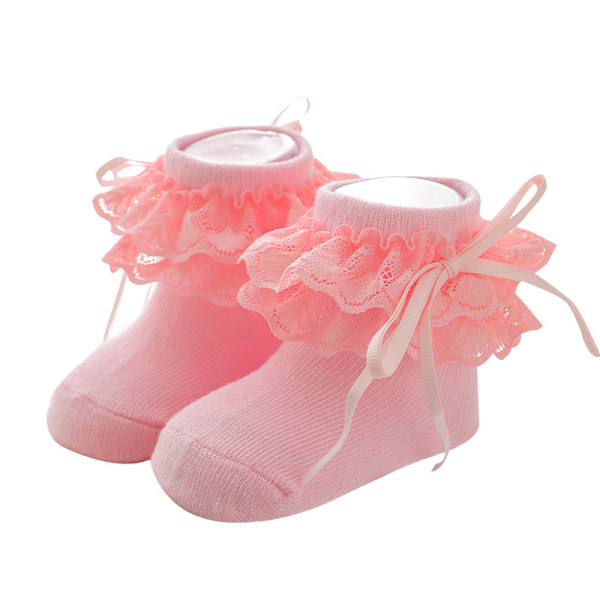 4 par prinsessa babyflicka bomull volang spets dop sockor
