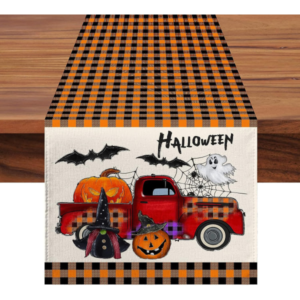 Halloween gresskar flaggermus print polyester bordløper festlig atmosfære dekorasjon duk salongbord TV-skap