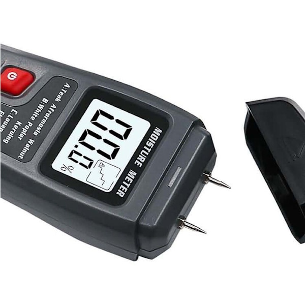 2-benet træfugtmåler Digital fugtighedsdetektor med HD LCD-display Træhygrometer 0-99,9% Område 0,5% Nøjagtighed +/- 0,1% Opløsning til træ, tømmer