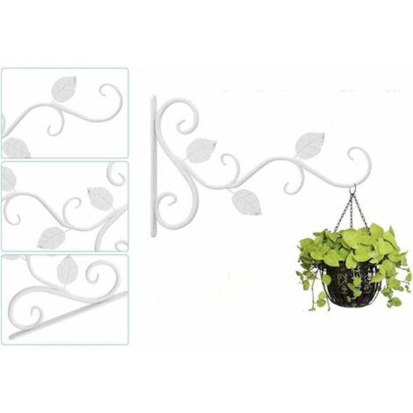 Planteophæng Krog 2 stk. Væghængte Planteophæng Kroge, Væghængt Planteholder, Smedejern Væghængt Blomsterkurv Krog til Ophængning af Planter/