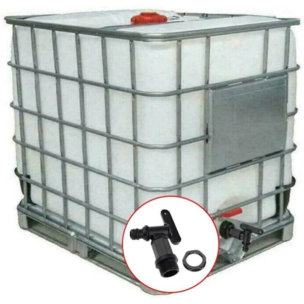 Bageste plastikhan i tryk, IBC vandopbevaringsboks adapter, Hanehane adapter, til regnvandsmodtagere, brændstoftank (plastik), 1 stk