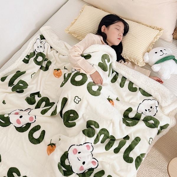 Liten, frisk plysj teppe tegneserie barn teppe kontor lur teppe sofa teppe 100*120cm