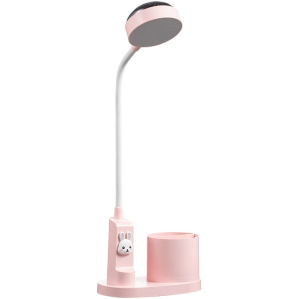 Skrivbordslampa, Studiebordslampa med Automatisk Färgskiftande Sängbords Pennhållare, Dimbar Uppladdningsbar LED Läslampa för Barn (Rosa)