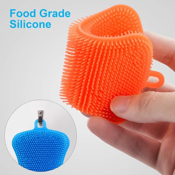3-pack Silikondiskborste, Mångsidig Effektiv Svamp Köksredskap, Speciell Utsökt Köksborste (Orange)