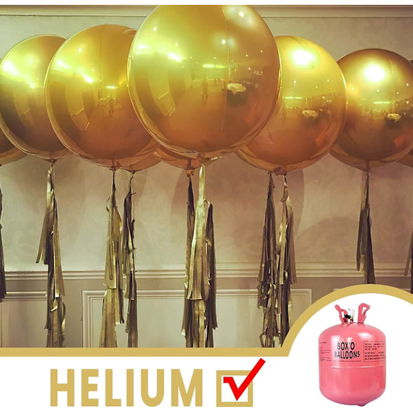 Gullballonger, 6 stk Gullballonger, Gigant 22 tommer 4D Folieballonger, Store Mylarballonger, Gullballonger til Bursdag, Forlovelse, Bryllup