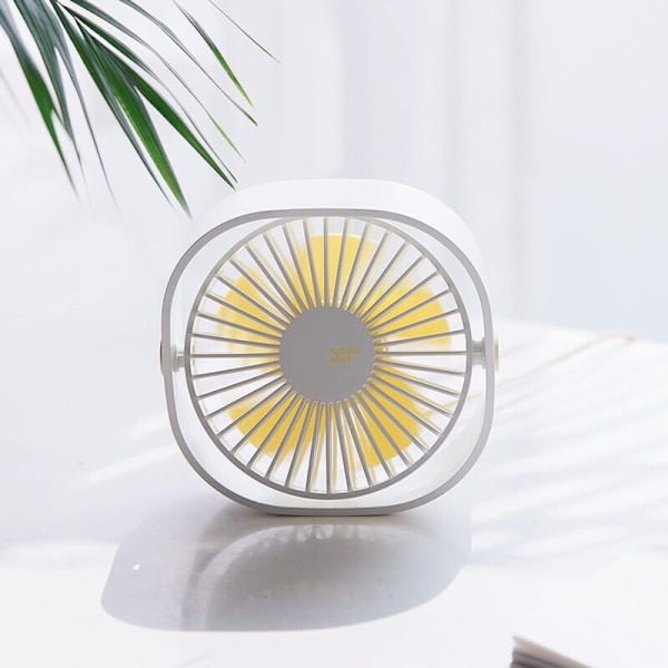 USB-tuuletin, mini-tuuletin, kannettava tuuletin, hiljainen tuuletin, 3-nopeuksinen, säädettävä, USB-virralla, kotiin ja toimistoon (valkoinen)