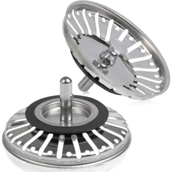 2 st diskhossil/diskpropp diskstopp hål kök/badrumssil diameter 84mm med kulände, rostfritt stål