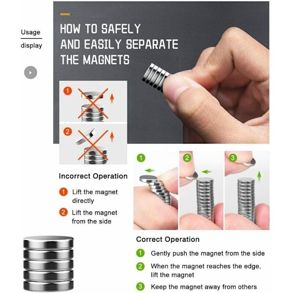 Hengda 70x neodymmagneter for magnetisk tavle Pin Stark Super N48 Disker Ø10x2mm