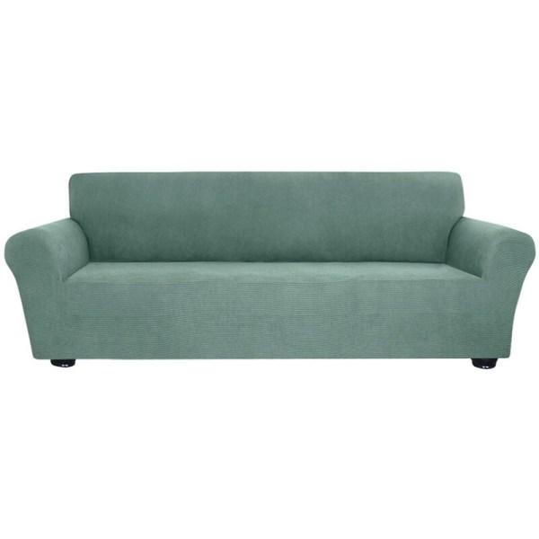 Altomfattende elastisk fortykket ensfarvet sofabetræk (tegrøn, fire-personers sofa (gælder mellem 235-300 cm))