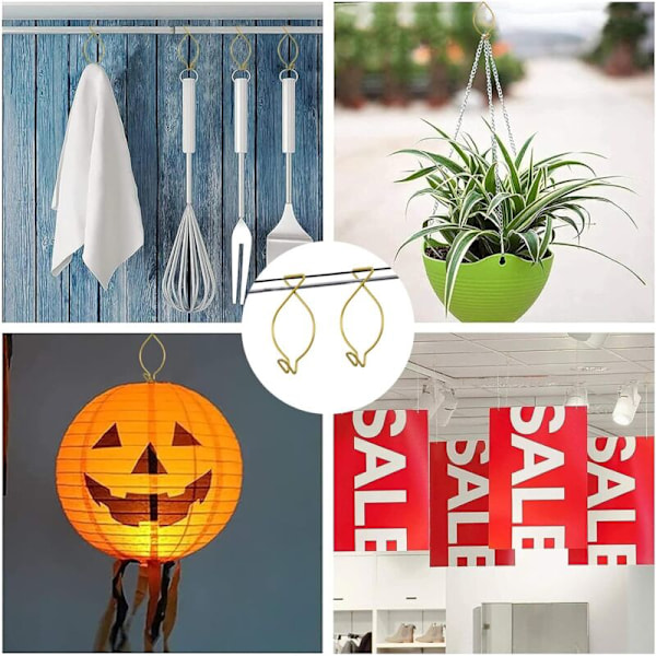 Set med 50 takkrokar för kontor, klassrum, hus, bröllopsdekoration (guld)
