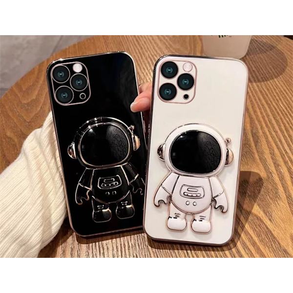 Søt skjult astronaut telefonholder (svart og rosa), sammenleggbart stativ for nettbrett og telefon, kreativ justerbar retro nettbrett telefon grep ringholder ABS