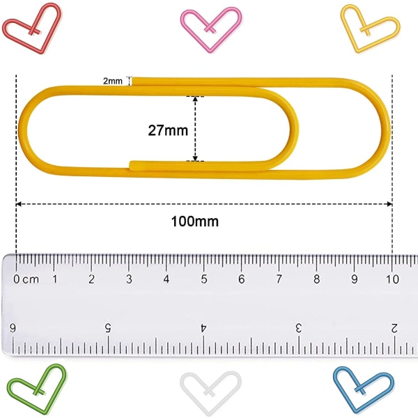 30 x 4 inch large paper clips jumbo paper clips (rust proof, multicoloured), 10cm large clips for documents, work, organisation home office, school