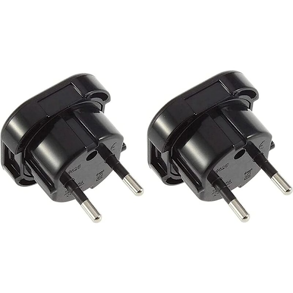 2-pack - Adapter för engelsk till fransk kontakt - Adapter för engelsk franska - Typ G till typ C - Kompakt och lätt - Överspänningsskydd (svart)