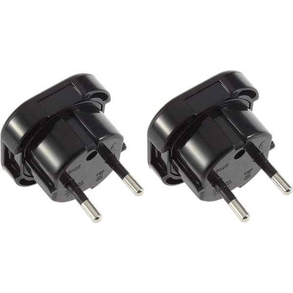 Pakke med 2 - Adapter for engelsk til fransk plugg - Adapter for engelsk fransk - Type G til type C - Kompakt og lett - Overspenningsvern (svart)