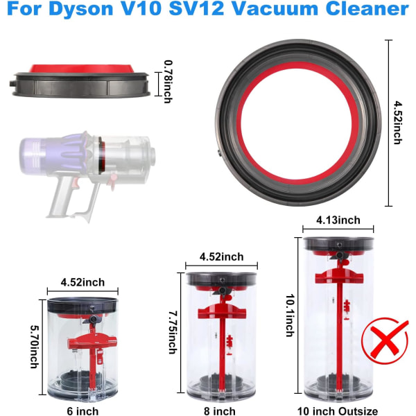 Pakning for Dyson V10 SV12 støvsuger, erstatningsfast tetningsring for Dyson V10 SV12, tilbehør for Dyson støvsuger