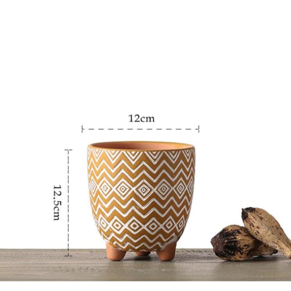 Vasdekoration kreativ personlighet geometrisk trebent keramisk blomkruka (naturlig gul trebent röd keramik medium 12cm)