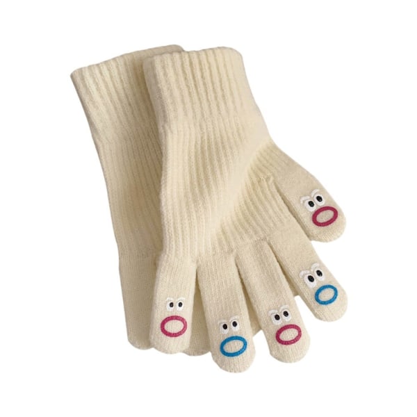 Stretchvirkade handskar stickade handskar tecknade helfingerhandskar pekskärm vintervarma handskar för män och kvinnor
