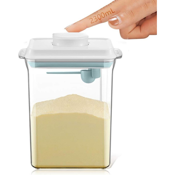 2,3L, forseglet melkepulverbeholder, melkepulverboks, formelpulverdispenser, bærbar melkepulverboks, for melkepulver, snacks og frokostblandinger