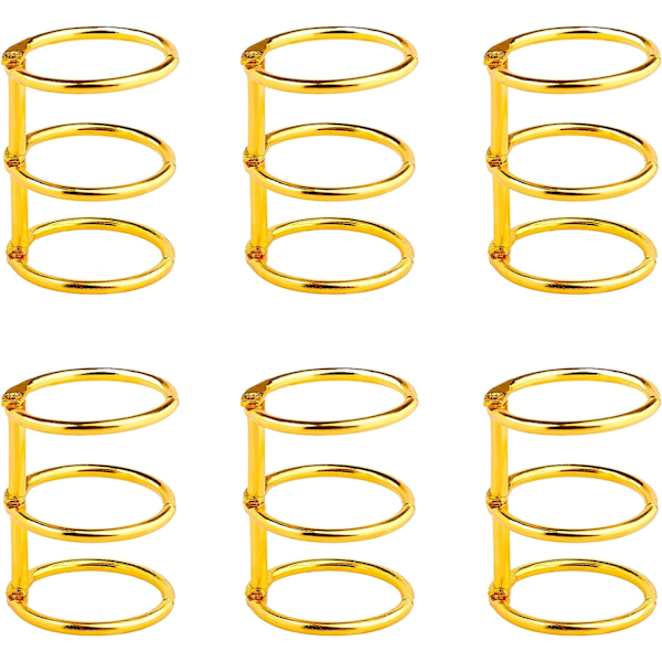 Bokringar 3-Ring Ringar Metallblad Bindemedel Metallring Bindemedel för Studie Kort Fotoalbum Scrapbook Blad 6 Stycken Inre Ring 20mm Guld