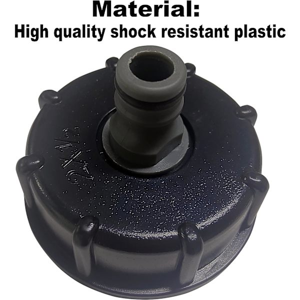 IBC Tanklock, S60x6 IBC-koppling/nippelplugg, 1/2\" utloppsdiameter, 60mm inloppsdiameter för IBC Tonventil - Svart