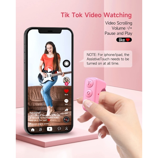 Bluetooth Scroll Ring - Trådlös kamerans fjärrkontroll (Svart)