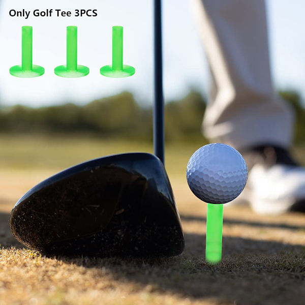 Set med 3 hållbara golftee i gummi för golfträning, gula