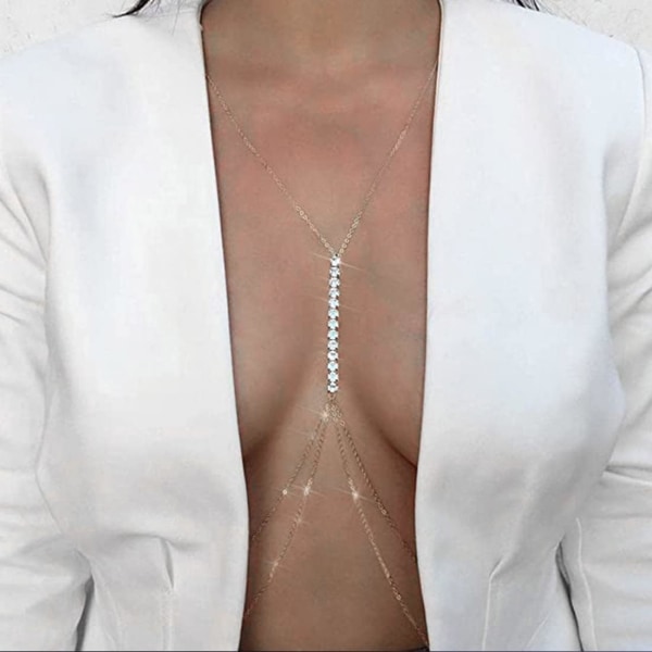 Kristall body chain silver bh sexig strass bikini body smycken kedja för kvinnor och tjejer