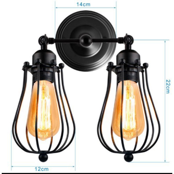 Vegglampe Gammel vegglampe, ledningsburvegglampe, retro hjemmedekorasjon vegglampe, hodegjerde, bad, soverom, gårdshus, inngang, garasje (dobbel