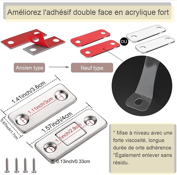 Magnetisk dörrmagnet set om 6 ultratunna magnetiska lås i rostfritt stål