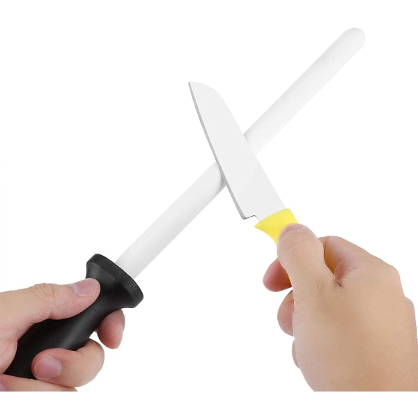 Keramisk knivslip - Slipstav - Svart plasthandtag med hängande hål - Slipverktyg för köks- och campingknivar