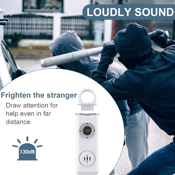 Personligt larm nyckelring för kvinnors säkerhet - Hög 130dB siren med stroboskopljus och karbinhake - Hjälper kvinnor,