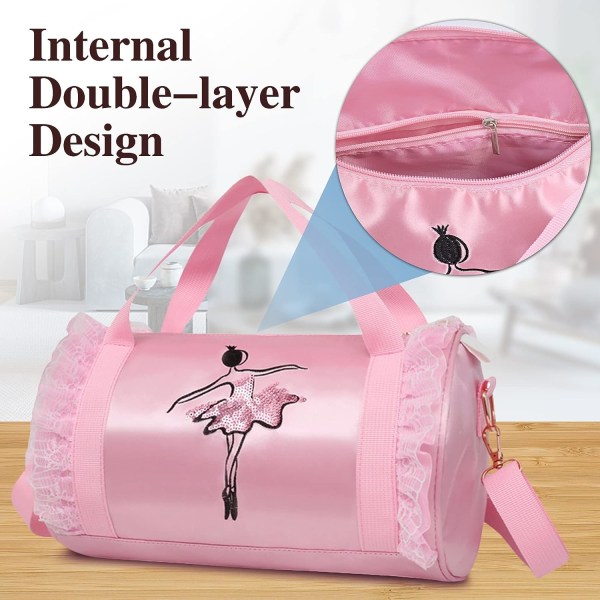 Girls Ballerina Bag Pink (Kort garn), Skulderveske Messenger Spo