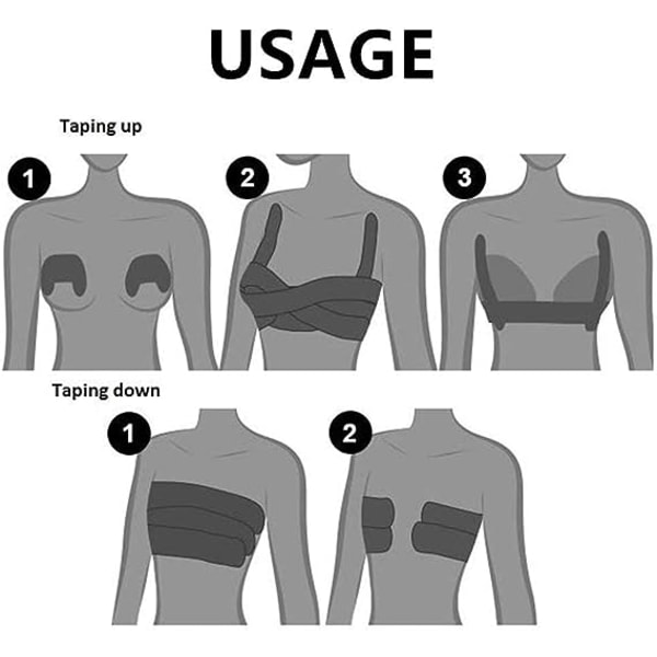 Axelbandslös självhäftande osynlig bröstbh Bröstrem, 5cm×5m