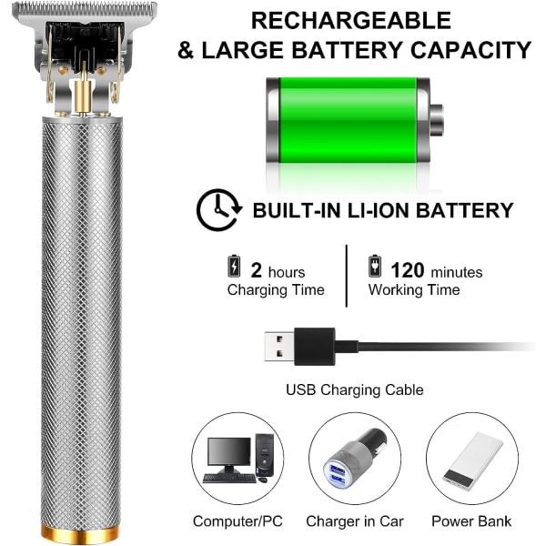 Hårklippare för män, skäggtrimmer kit män elektrisk, sladdlös hårklippare rakapparat skäggtrimmer kit, uppladdningsbar, tyst för frisörsalong och familj