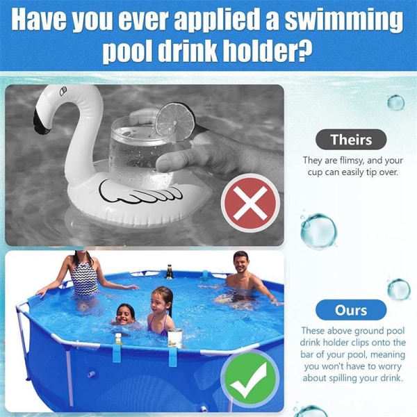 【2 stk.: Pool drikkeholder, pooltilbehør, pool drikkeopbevaringsstativ, multifunktionsstativ, pool opbevaringskurv, poolside kopholder, pool drikkeholder