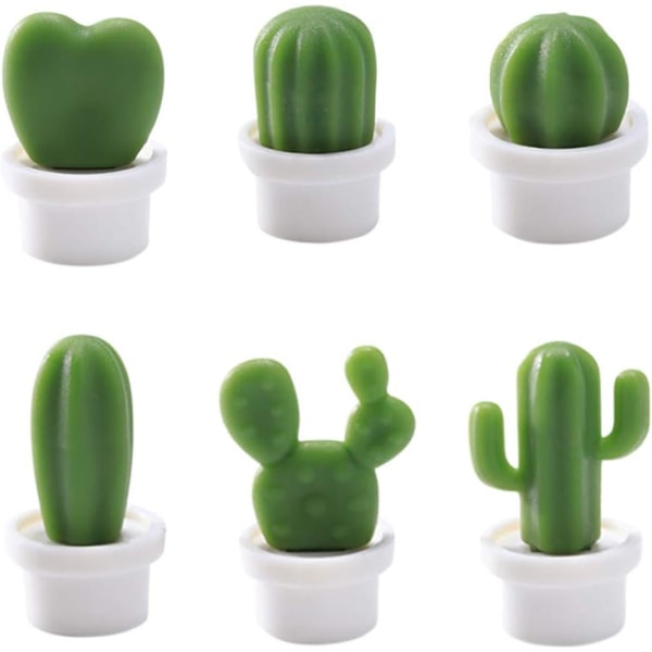 Sett med 6 søte sukkulentplanter magnetiske kjøleskapsmagneter, søt kaktu