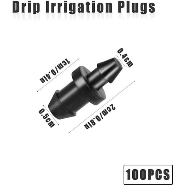 (Svart) 100 stk. dryppvanningsplugger, 6 mm dryppvanningssystem - dryppvanningsplugg tilbehør for hjemmehage plen
