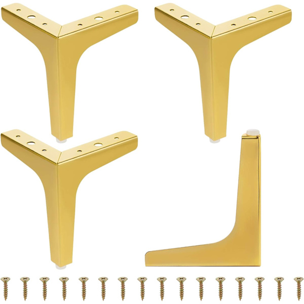 Set med 4 möbelfötter i metall, 13 cm